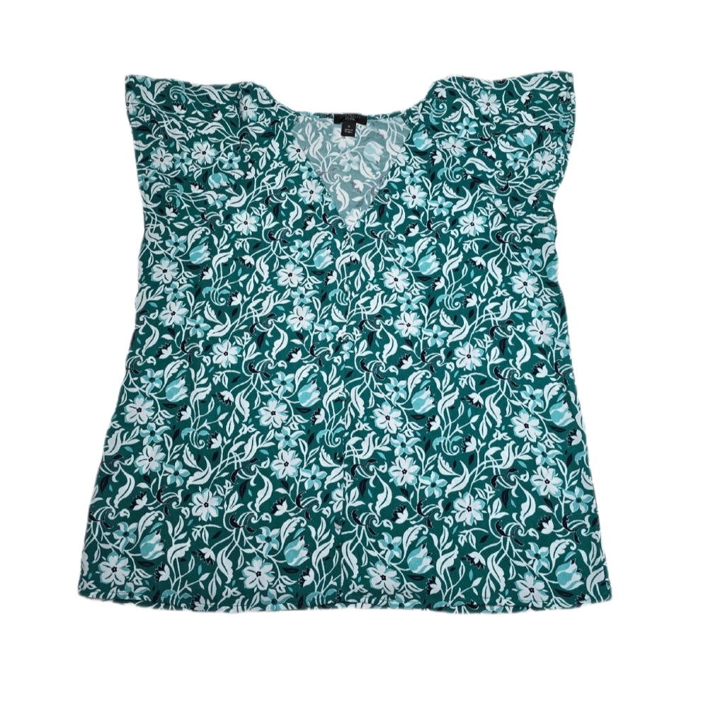 Ann Taylor Factory Floral Green Women's Top, SP